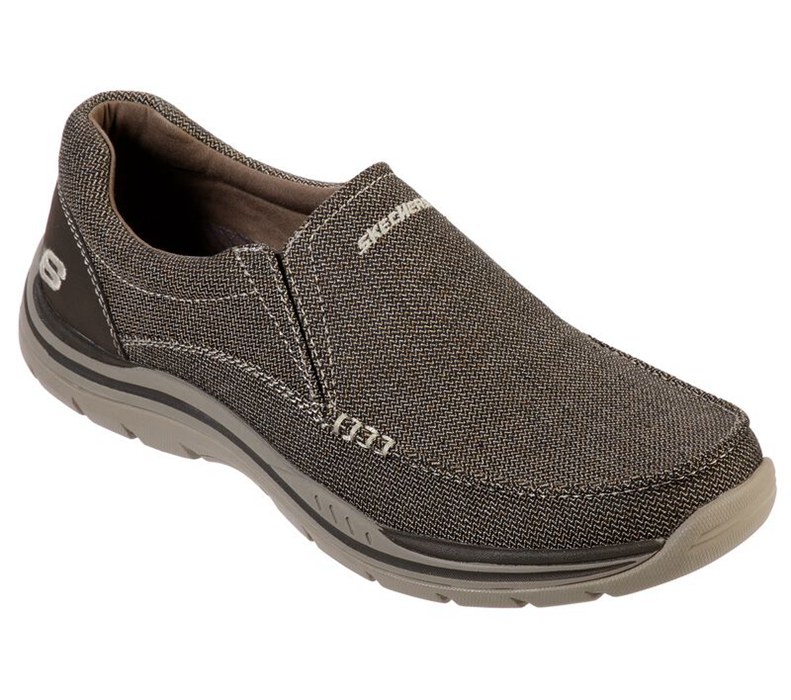 Skechers Herr Mörk Bruna Slip On - Relaxed Fit: Expected - Avillo - Sverige (UQKCM-9316)